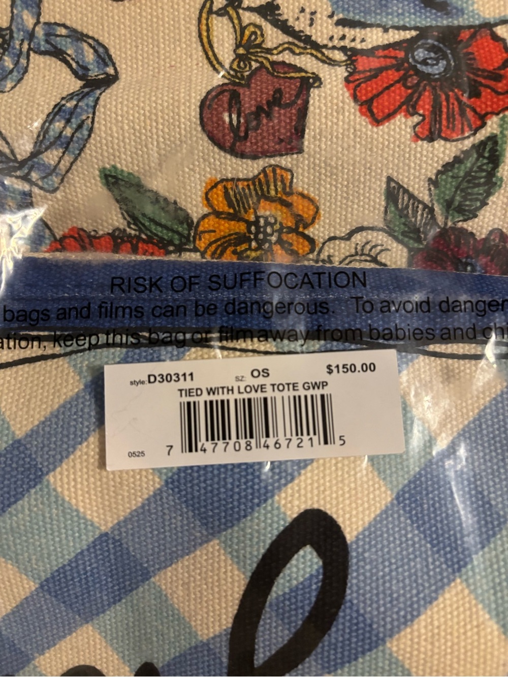 Brighton Yellow Floral Heart 'Love' Canvas Tote with Blue Trim - Picture 3 of 3